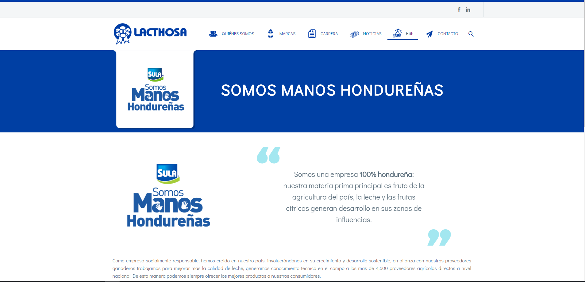 Somos manos hondureñas  Lacthosa una empresa 100% hondureña